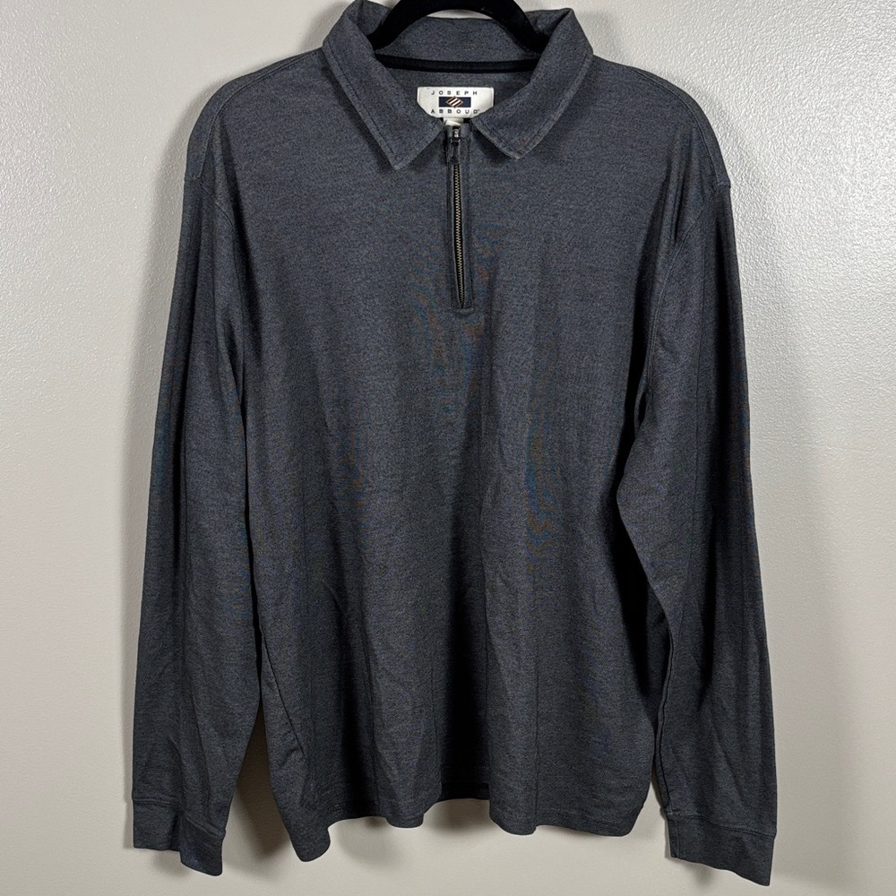 Joseph Abboud Charcoal Long Sleeve Quarter Zip Polo